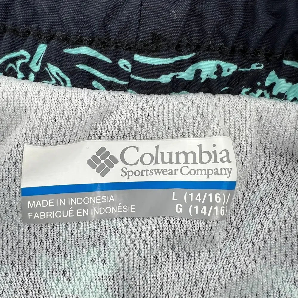 Columbia Youth Boys Swim Trunks Black Green Youth Size L (14/16) Preowned